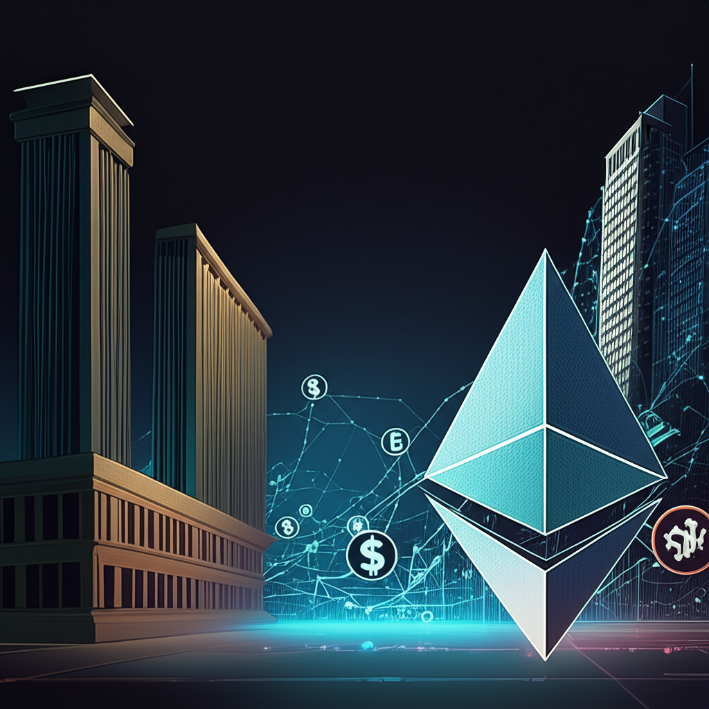 展示以太坊DeFi生態系，包含智能合約與去中心化應用程式的互動。