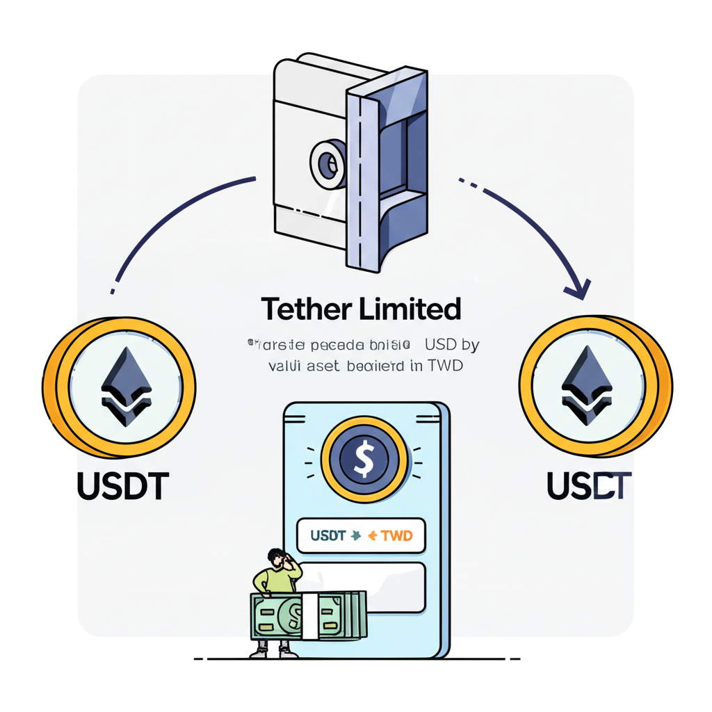Tether發行USDT並支援TWD兌換的示意圖