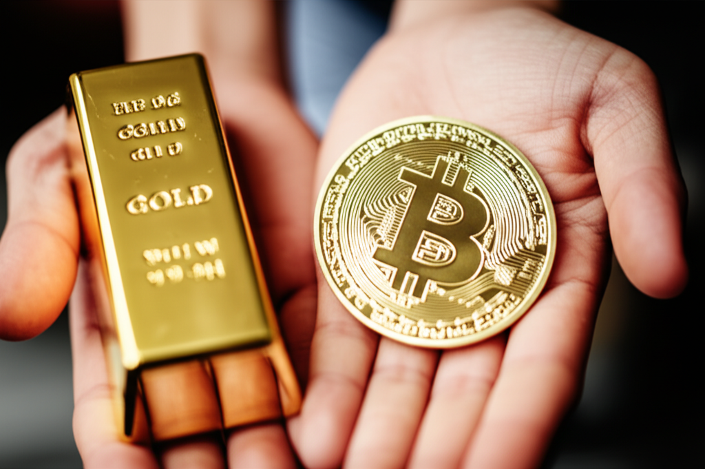 未來風格的金融圖表，顯示比特幣價格呈現上升趨勢，並標示出「圓底」反轉形態。